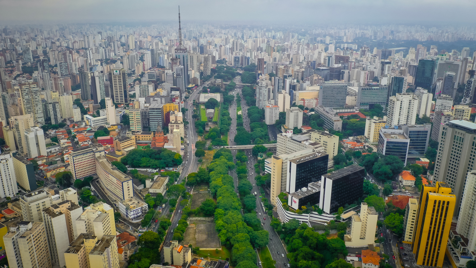 Cityscape of Sao Paulo district with modern architecture